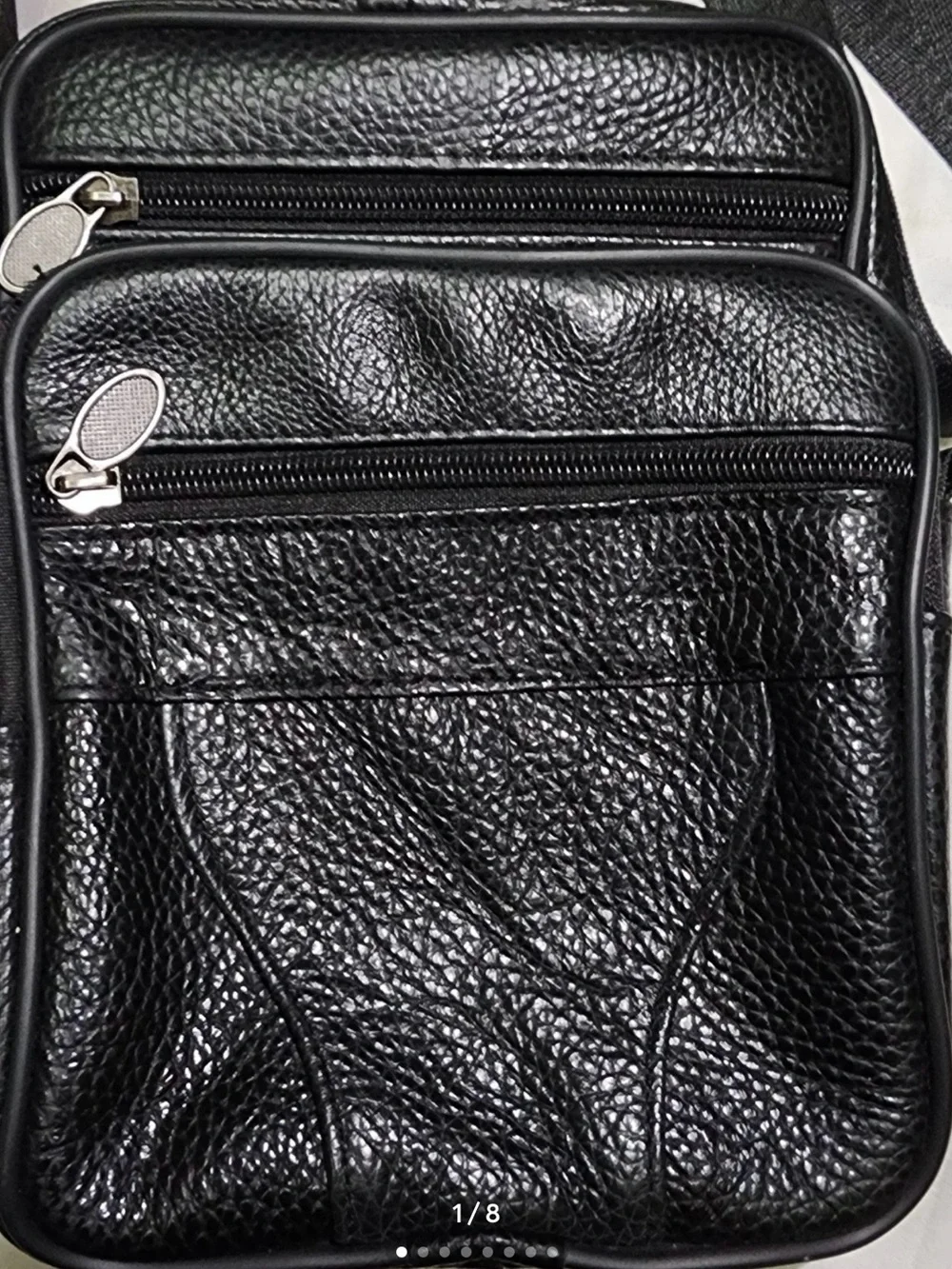 Men's Black Leather Crossbody Pouch - Classic Travel Organizer